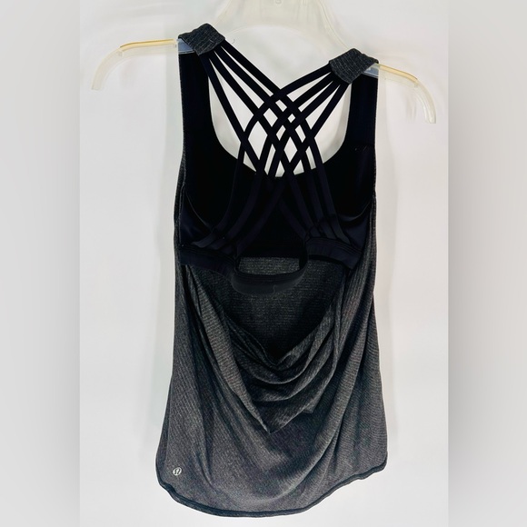 Lululemon Woman Grey Black Strappy No Pads Top Size 4 - Picture 6 of 9